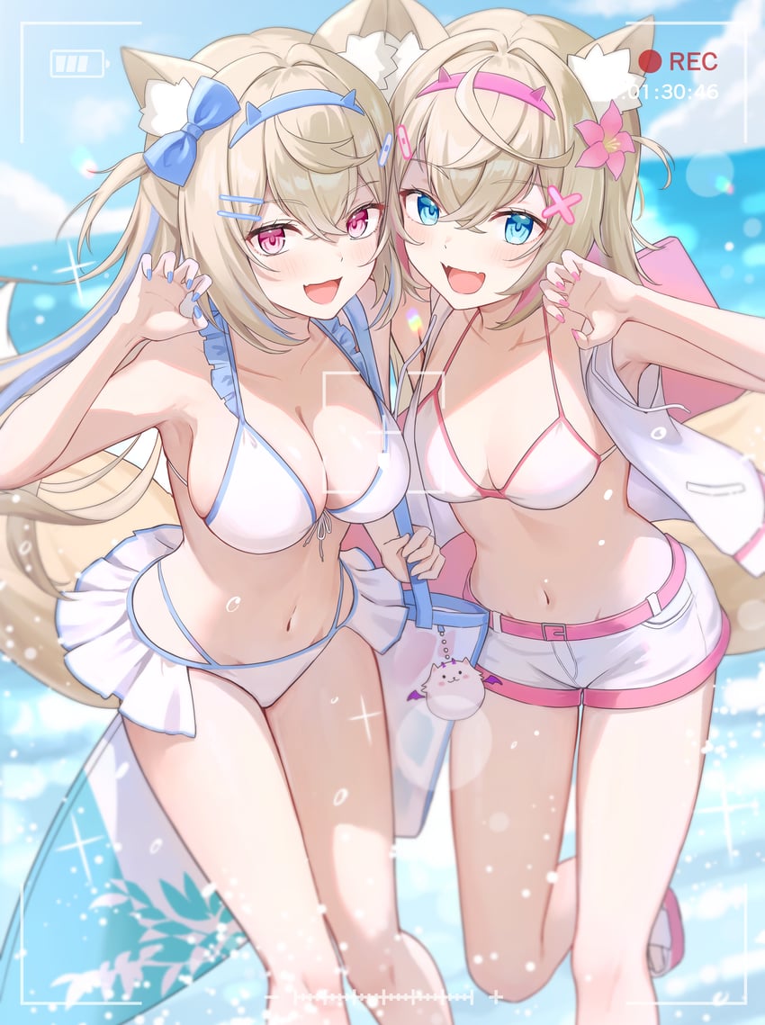 fuwawa abyssgard, mococo abyssgard, and perroccino (hololive and 1 more) drawn by tokisaka_makoto