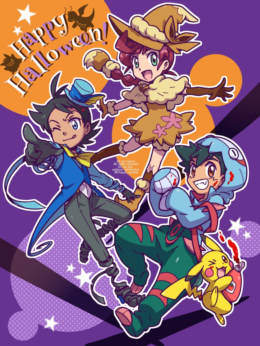 pikachu, ash ketchum, eevee, gengar, goh, and 4 more (pokemon and 1 more) drawn by chappy_(kanata218)