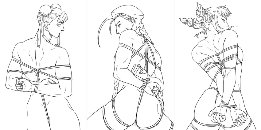 chun-li, cammy white, and han juri (street fighter) drawn by efd