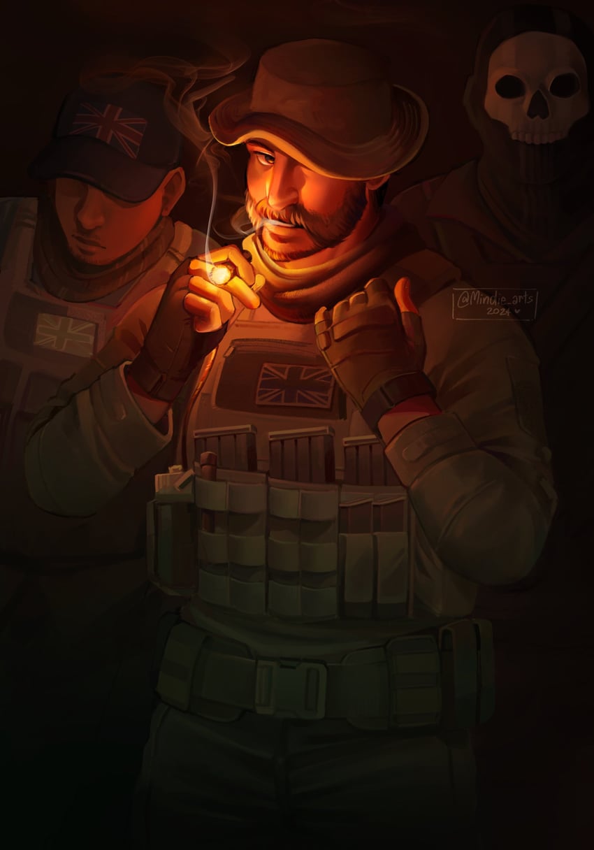 ghost, captain price, and gaz (call of duty and 1 more) drawn by mindiearts