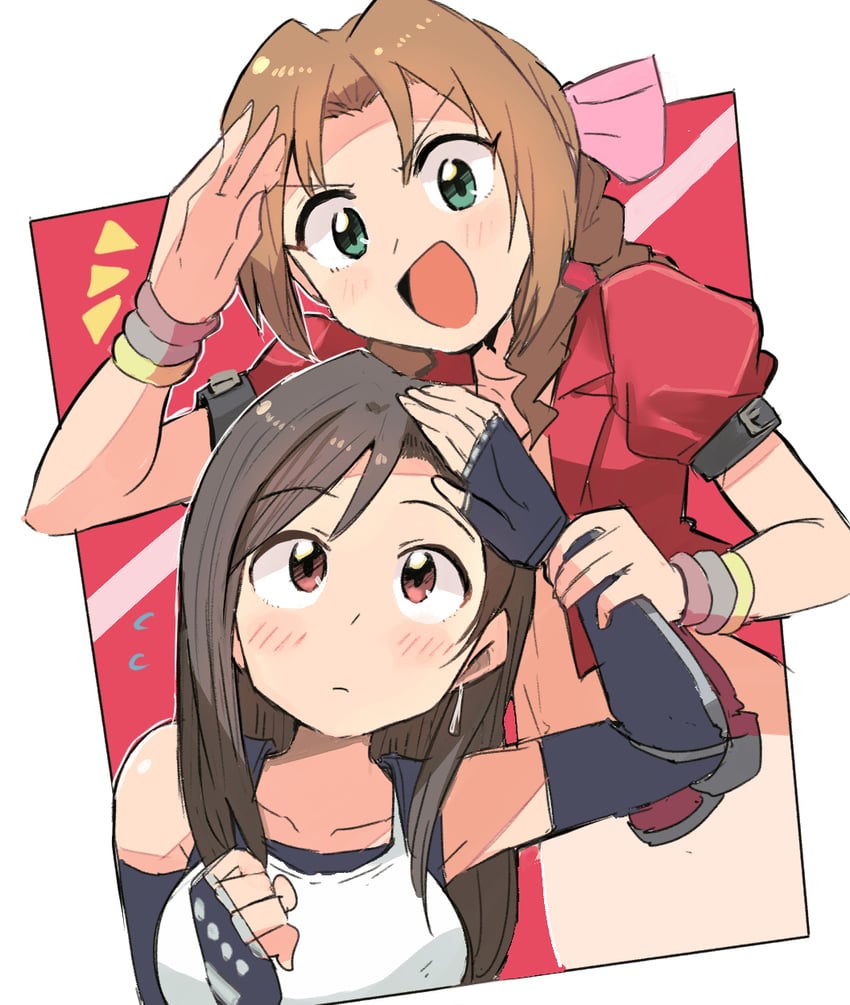 tifa lockhart and aerith gainsborough (final fantasy and 2 more) drawn by tsubobot