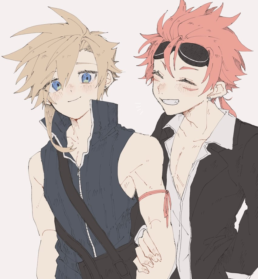 cloud strife and reno (final fantasy and 2 more) drawn by same_no_nituke3