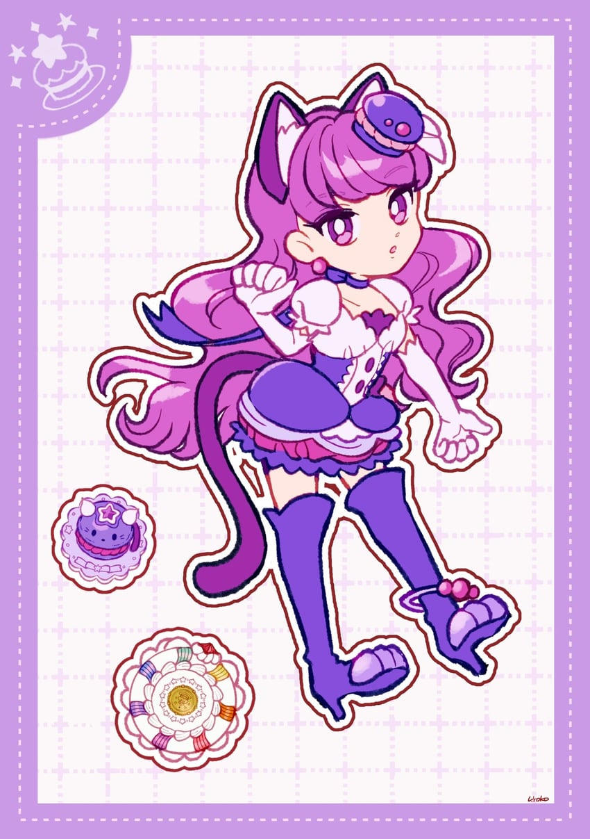 kotozume yukari and cure macaron (precure and 1 more) drawn by uwded_207