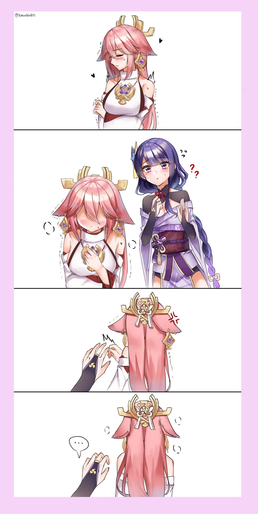raiden shogun and yae miko (genshin impact) drawn by lemon_t