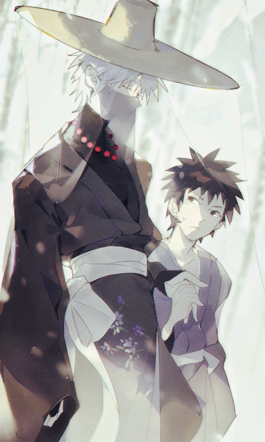 hatake kakashi and uchiha obito (naruto) drawn by tie_fei_wu_mang_dashuai
