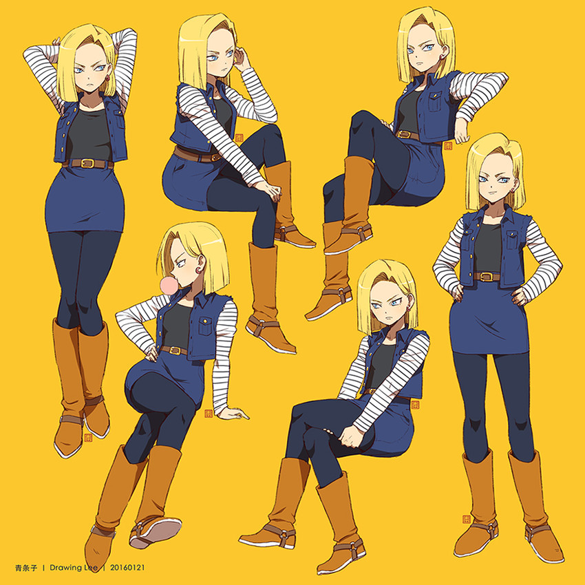 android 18 (dragon ball and 1 more) drawn by drawinglee