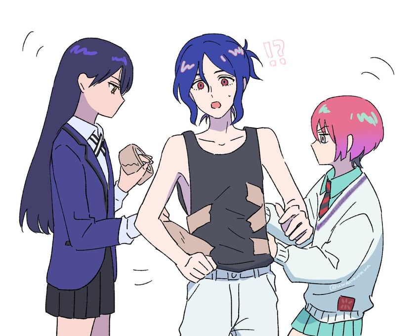 amate yuzuriha, shuji ito, and nyaan (gundam and 1 more) drawn by uwawawaua