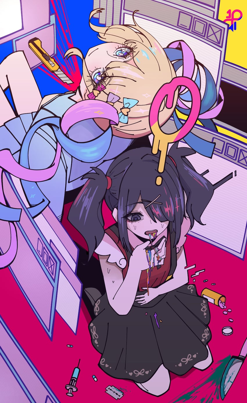 chouzetsusaikawa tenshi-chan and ame-chan (needy girl overdose) drawn by 10qi