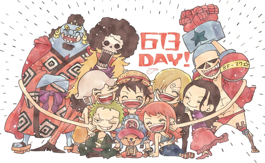 nami, monkey d. luffy, nico robin, roronoa zoro, sanji, and 5 more (one piece) drawn by aco_peda