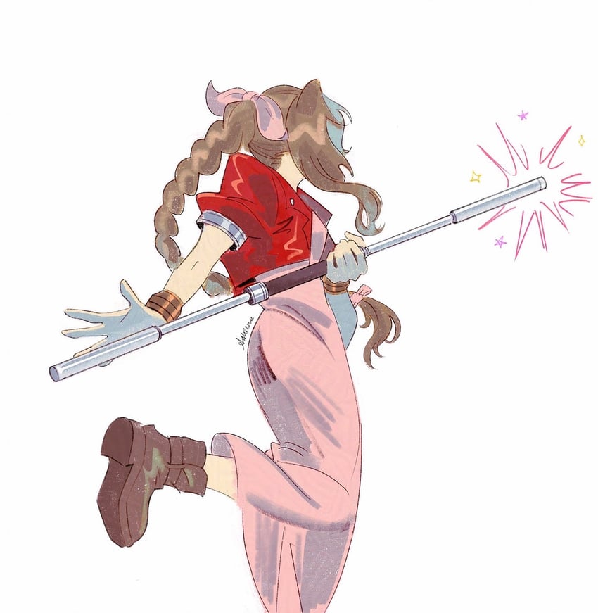 aerith gainsborough (final fantasy and 1 more) drawn by ashlena_sharma