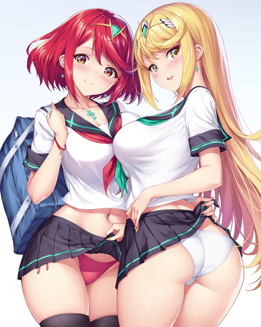 pyra and mythra (xenoblade chronicles and 1 more) drawn by ivenglynn