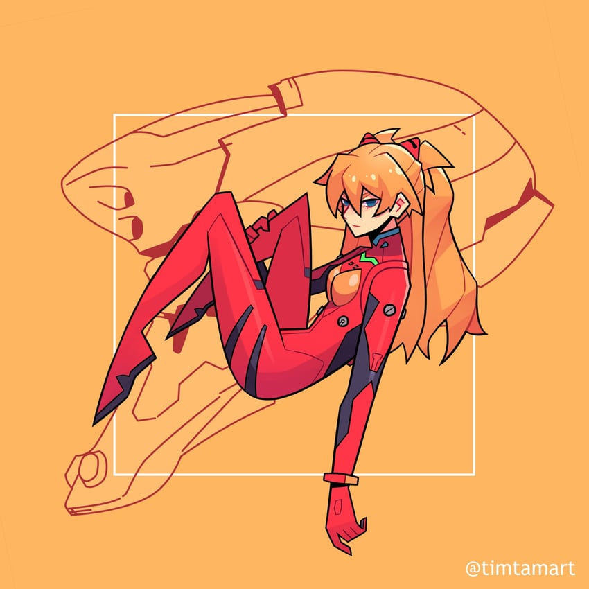 souryuu asuka langley and eva 02 (neon genesis evangelion) drawn by timtam