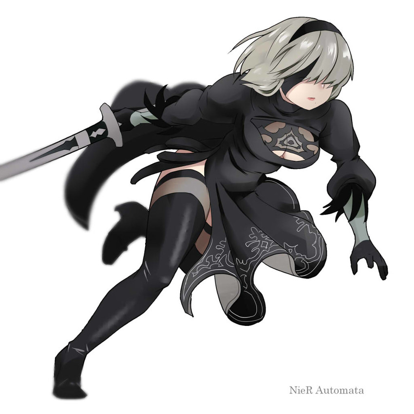 2b (nier and 1 more) drawn by uni_(gugurutan)