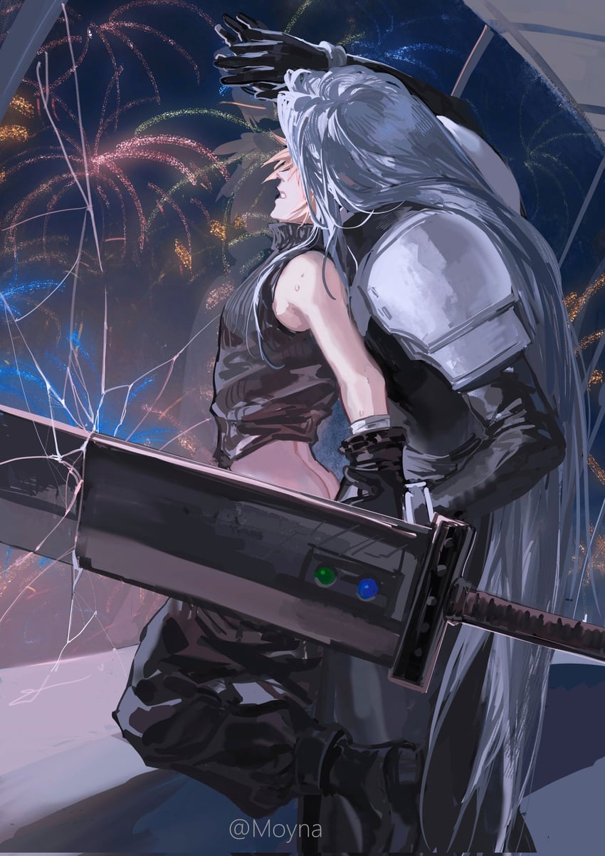 cloud strife and sephiroth (final fantasy and 3 more) drawn by moyna