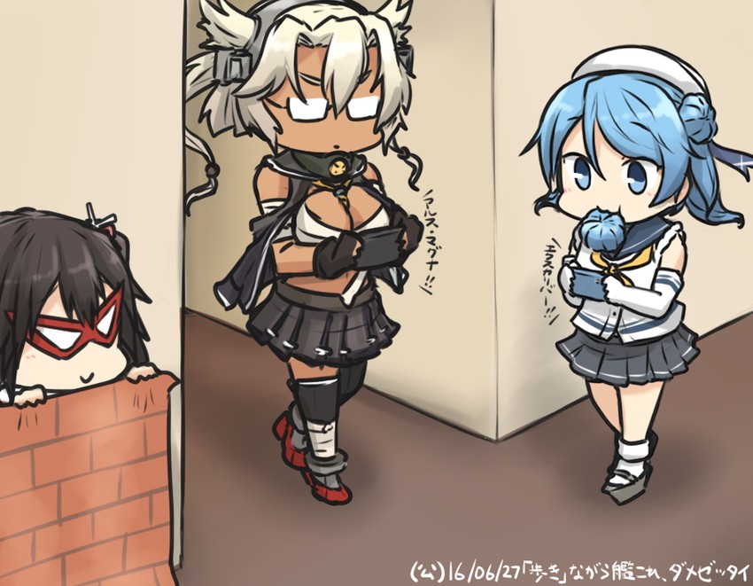 musashi, sendai, urakaze, and musashi kai (kantai collection) drawn by hamu_koutarou