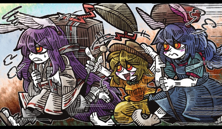 reisen udongein inaba, seiran, and ringo (touhou) drawn by suenari_(peace)