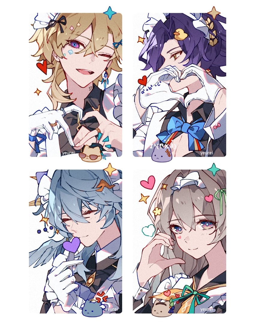 firefly, aventurine, sunday, and dr. ratio (honkai and 1 more) drawn by yeurei