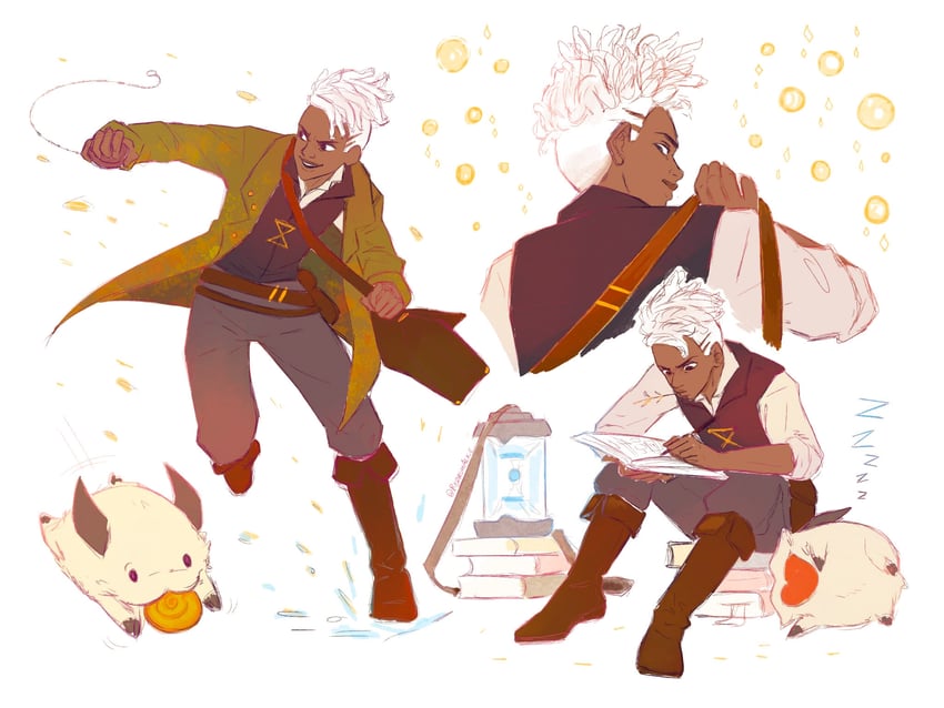 ekko, poro, firelight ekko, and flynn rider (league of legends and 2 more) drawn by alice_(redrumalice)