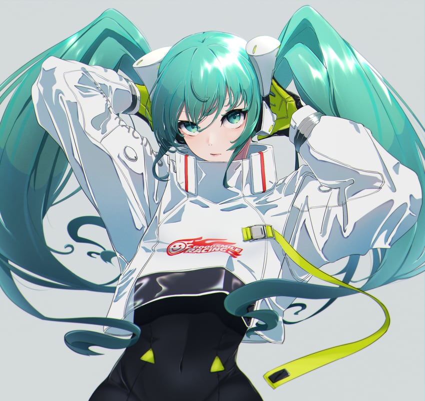 hatsune miku and racing miku (vocaloid and 1 more) drawn by kasoku_souchi