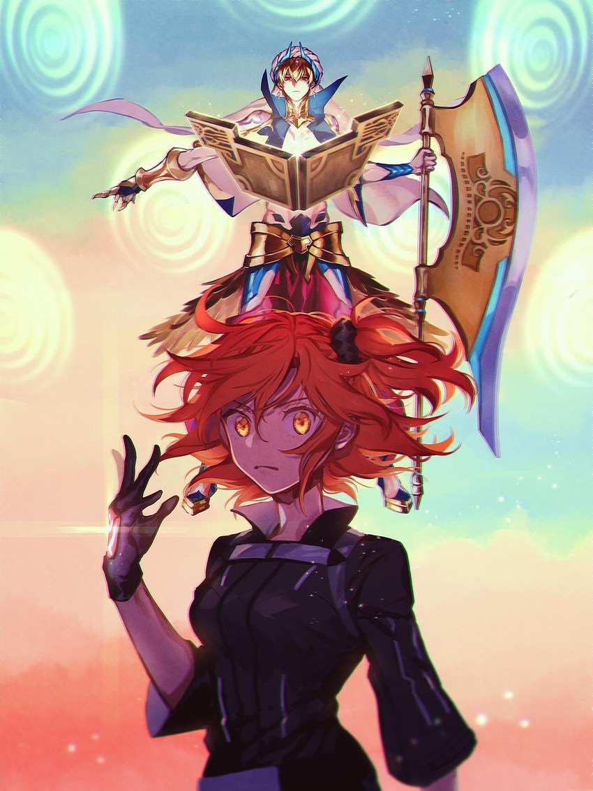 fujimaru ritsuka and gilgamesh (fate and 1 more) drawn by uni_(nico02)