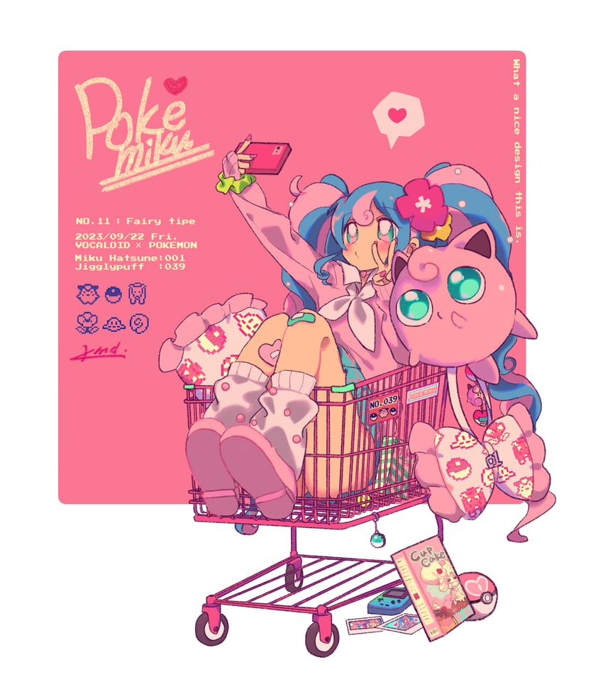 hatsune miku, jigglypuff, alcremie, fairy miku, clefairy sprite, and 3 more (pokemon and 2 more) drawn by kmd_tale