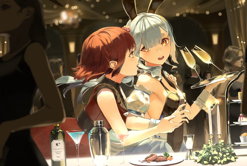houshou marine and usada pekora (hololive) drawn by rasa_k