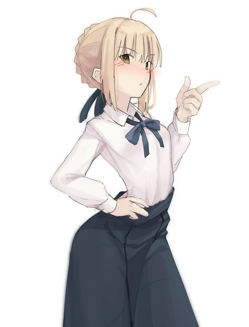 artoria pendragon and saber (fate and 1 more) drawn by deko_morii