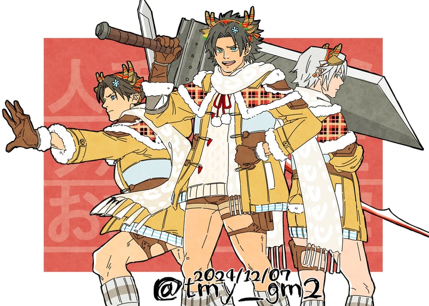 sephiroth, yuffie kisaragi, zack fair, and angeal hewley (final fantasy and 2 more) drawn by tmy_gm2
