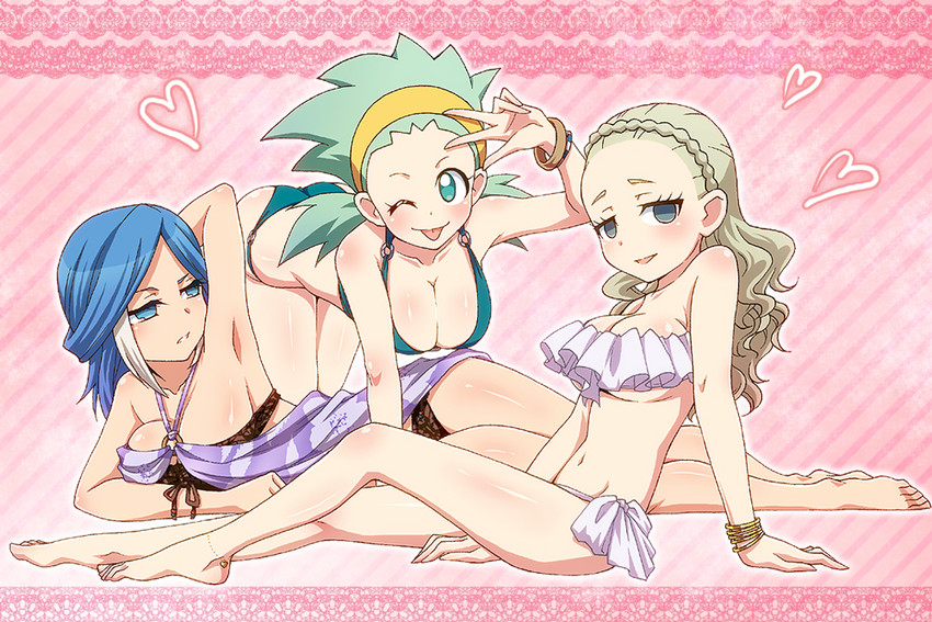 urubida, guel, and smile (inazuma eleven go and 2 more) drawn by maron_(quintet_colors)