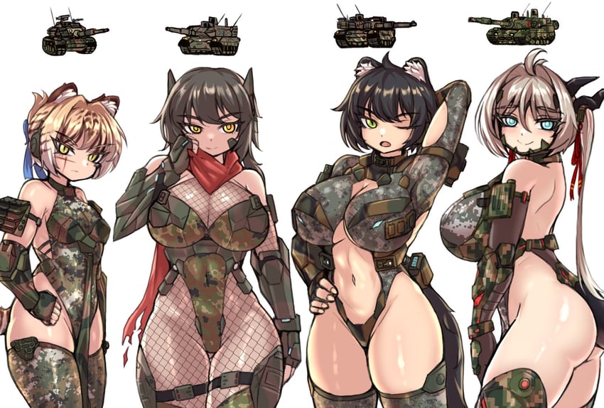 type 10, ztz-99, k2 black panther, and cm-11 brave tiger (original) drawn by bincan