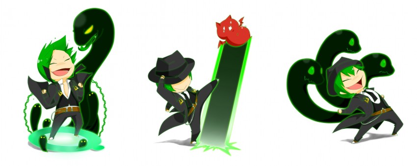 hazama, gii, and yuuki terumi (blazblue) drawn by echigoya_(kurodakai)