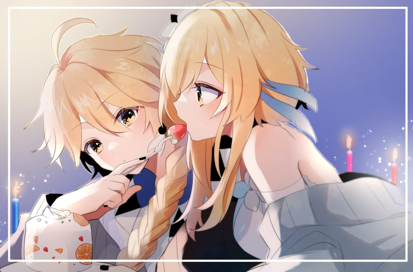 lumine and aether (genshin impact) drawn by yae_(yae_ringo)
