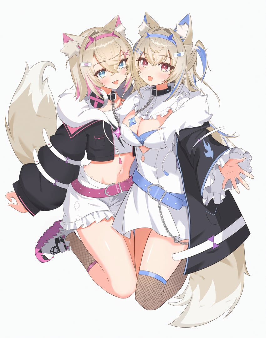 fuwawa abyssgard and mococo abyssgard (hololive and 1 more) drawn by sasaki_ikuya