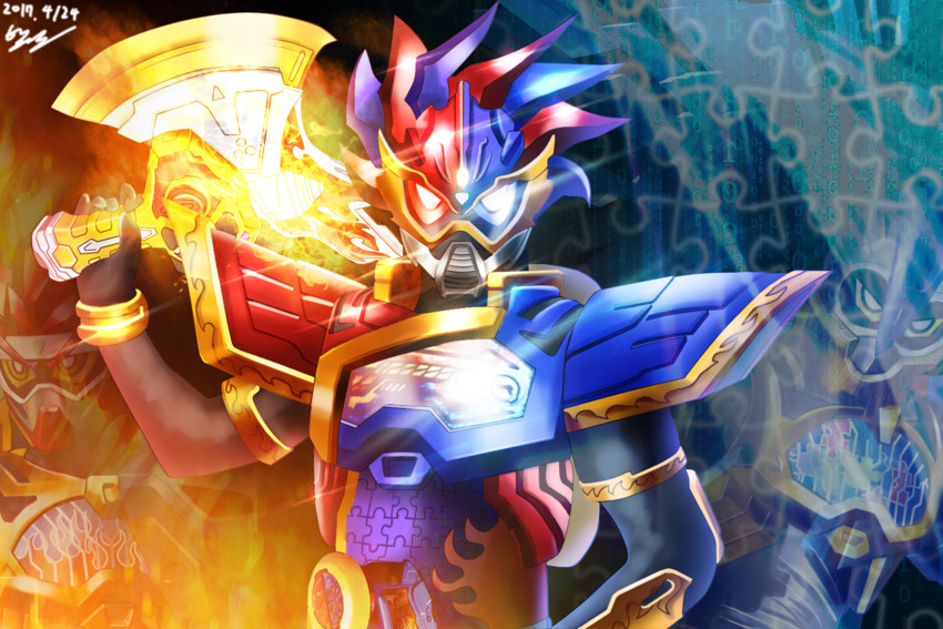 kamen rider ex-aid, parad, kamen rider para-dx, and perfect knockout gamer level 99 (kamen rider and 1 more) drawn by necrom_(973797hyun)
