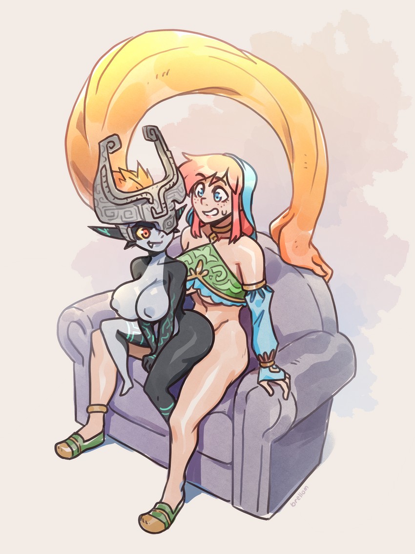 link and midna (the legend of zelda and 2 more) drawn by brellom