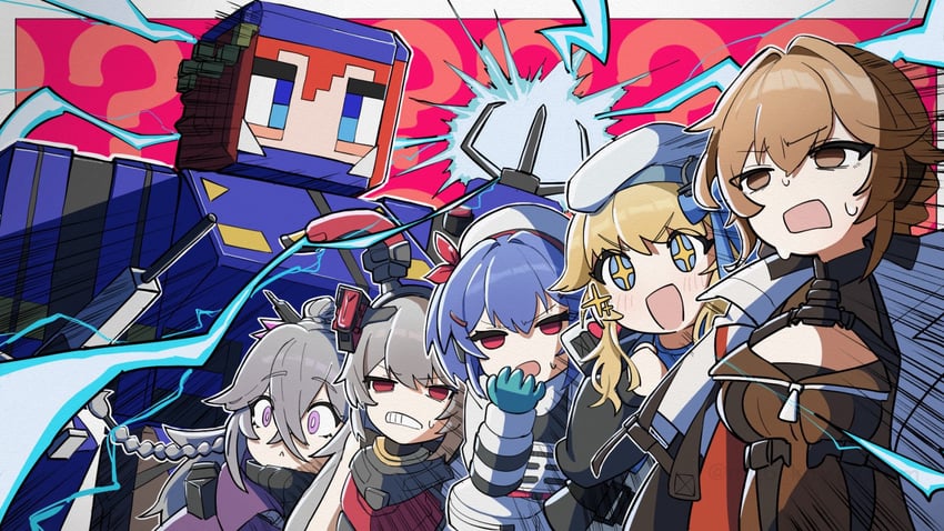 ots-14, groza, colphne, vepley, krolik, and 2 more (girls' frontline and 1 more) drawn by mg6_koyakezm