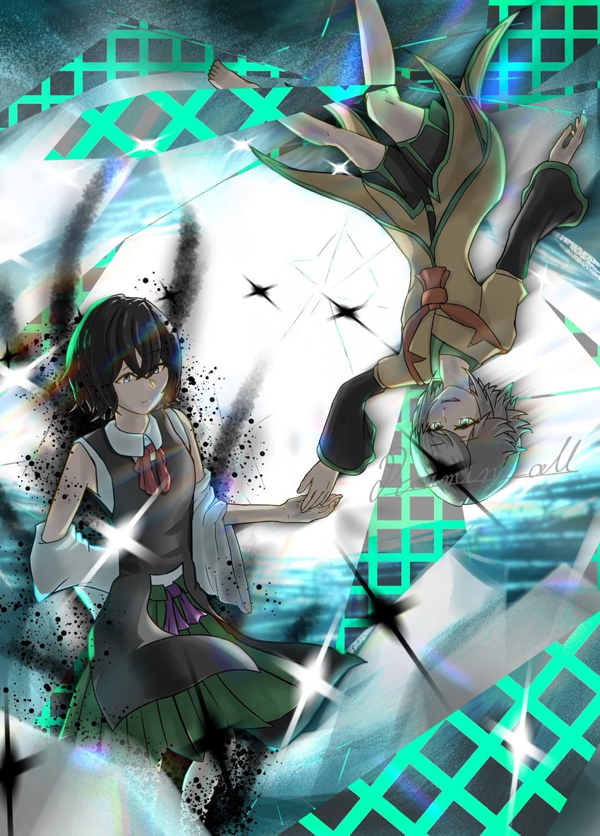 enraku tsubakura and houlen yabusame (len'en and 1 more) drawn by dreaming_cell
