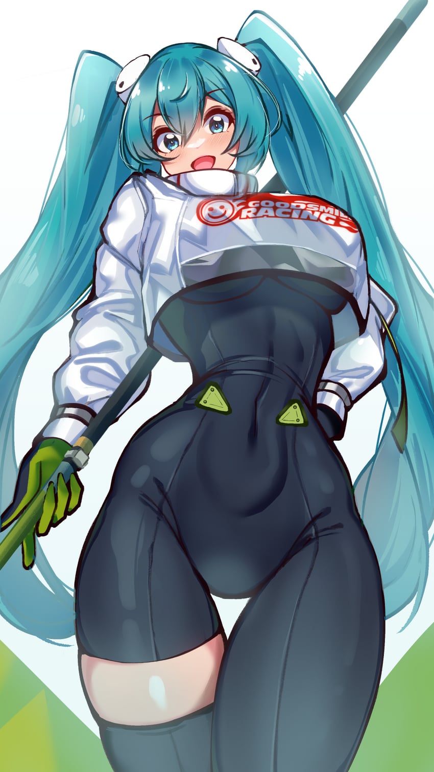 hatsune miku and racing miku (vocaloid and 2 more) drawn by volyz