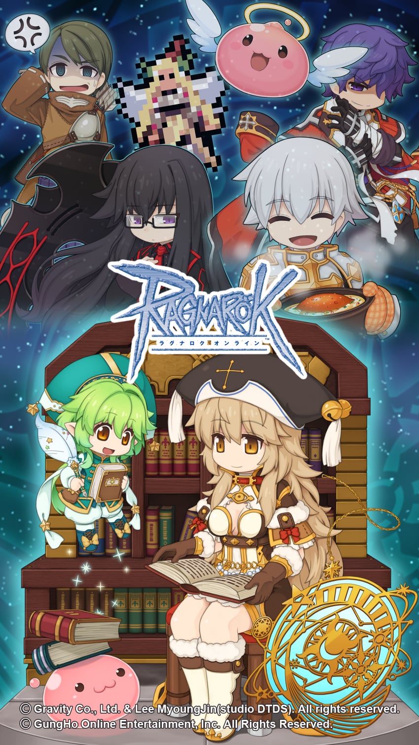 poring, lord knight, seyren windsor, angeling, arch mage, and 5 more (ragnarok online) drawn by yuichirou