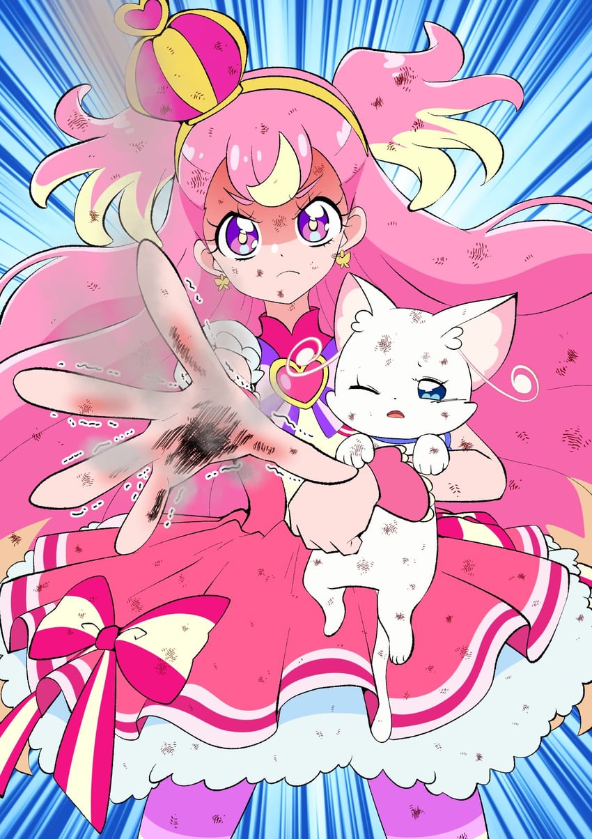 nekoyashiki yuki, inukai komugi, and cure wonderful (precure and 1 more) drawn by @est@