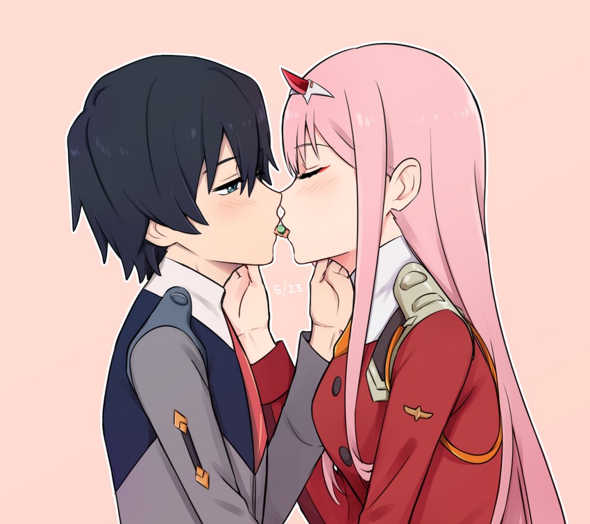 zero two and hiro (darling in the franxx) drawn by k_016002