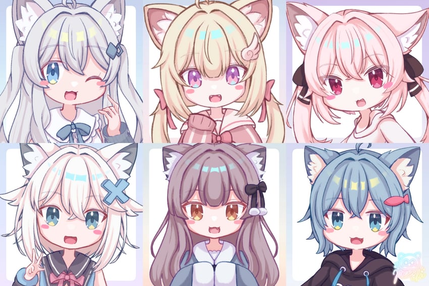 karin, rusk, chiffon, lime, milk re, and 1 more (vrchat) drawn by maicha