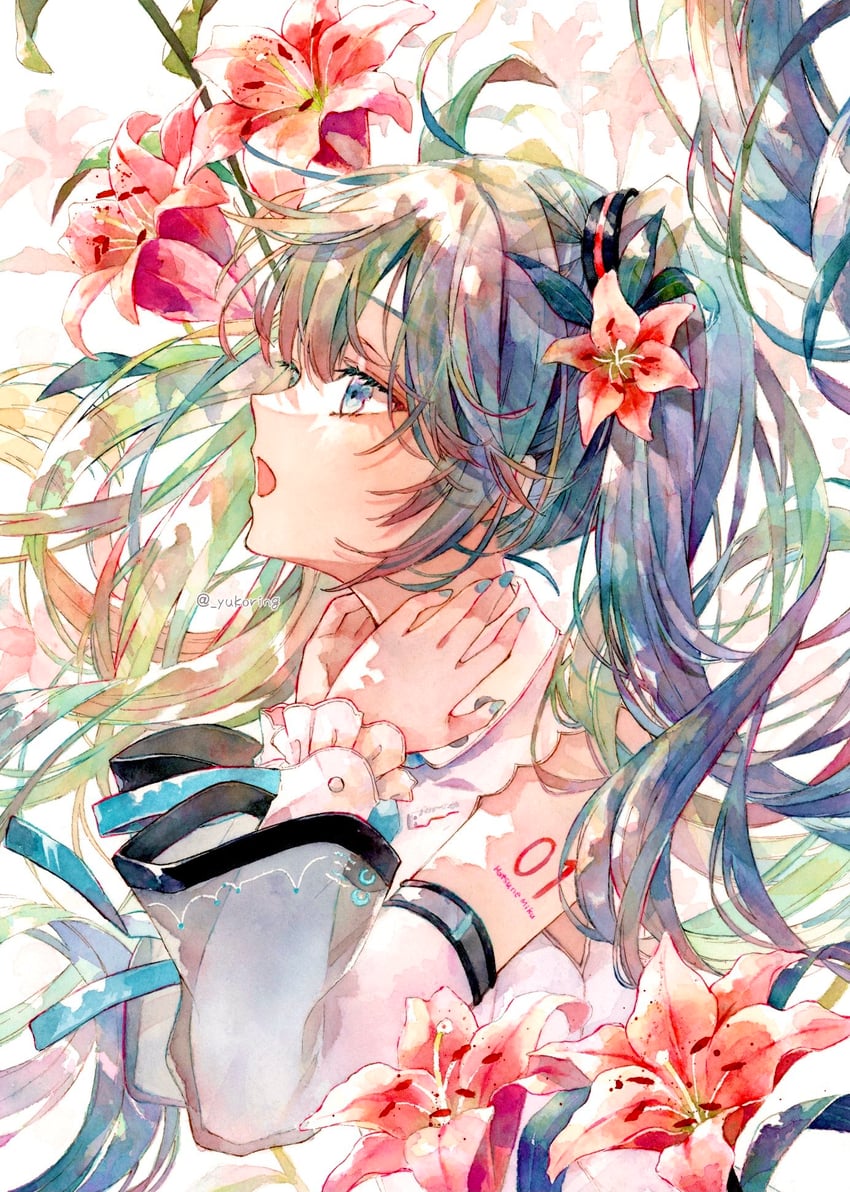 hatsune miku (vocaloid and 1 more) drawn by yukoring