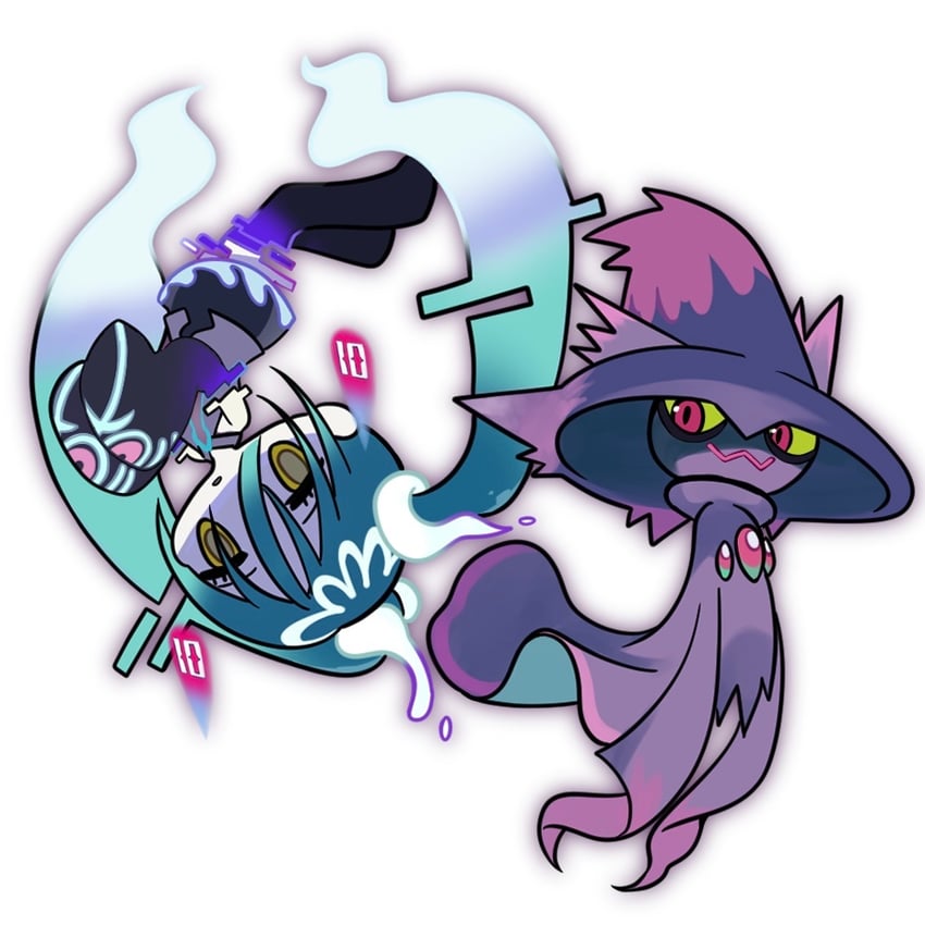 hatsune miku, mismagius, and ghost miku (pokemon and 2 more) drawn by eshe_mr