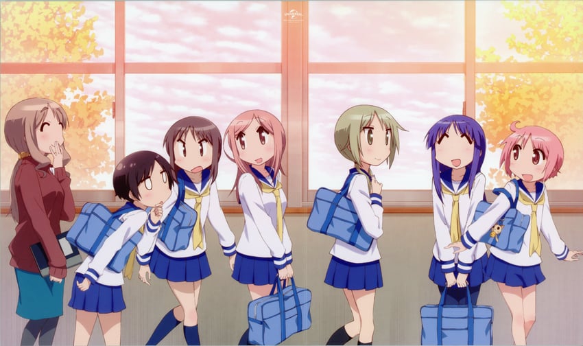 ichii yui, hinata yukari, nonohara yuzuko, matsumoto yoriko, aikawa chiho, and 2 more (yuyushiki) drawn by itou_kuniyuki