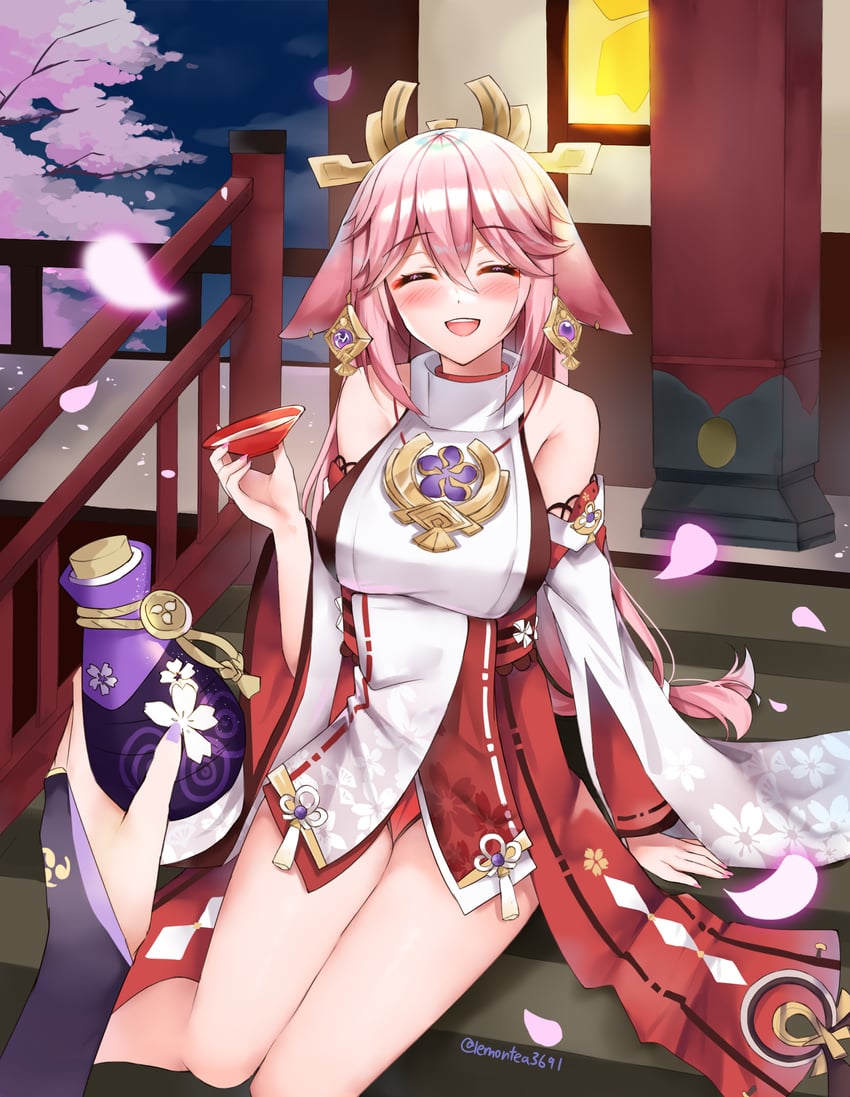raiden shogun and yae miko (genshin impact) drawn by lemon_t