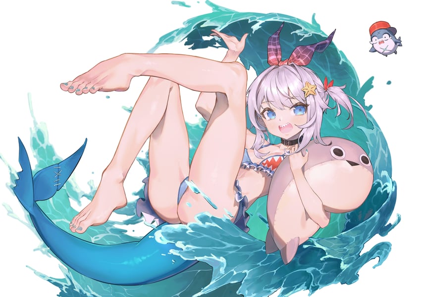 gawr gura and bloop (hololive and 1 more) drawn by zetsuental