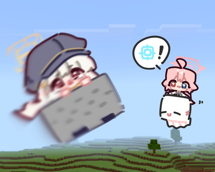 hoshino, aoba, ghast, and happy ghast (blue archive and 1 more) drawn by ishikoro24