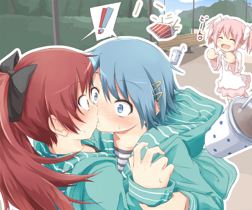 kaname madoka, miki sayaka, sakura kyoko, and ultimate madoka (mahou shoujo madoka magica) drawn by ryuunosuke_(luckyneco)