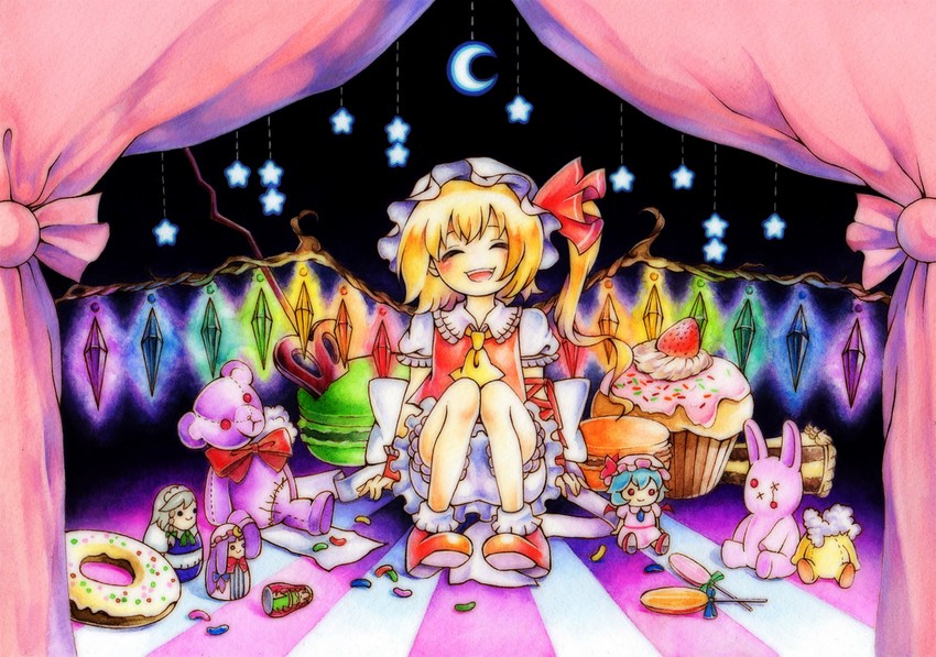 remilia scarlet, flandre scarlet, izayoi sakuya, patchouli knowledge, and hong meiling (touhou) drawn by tsubugaai